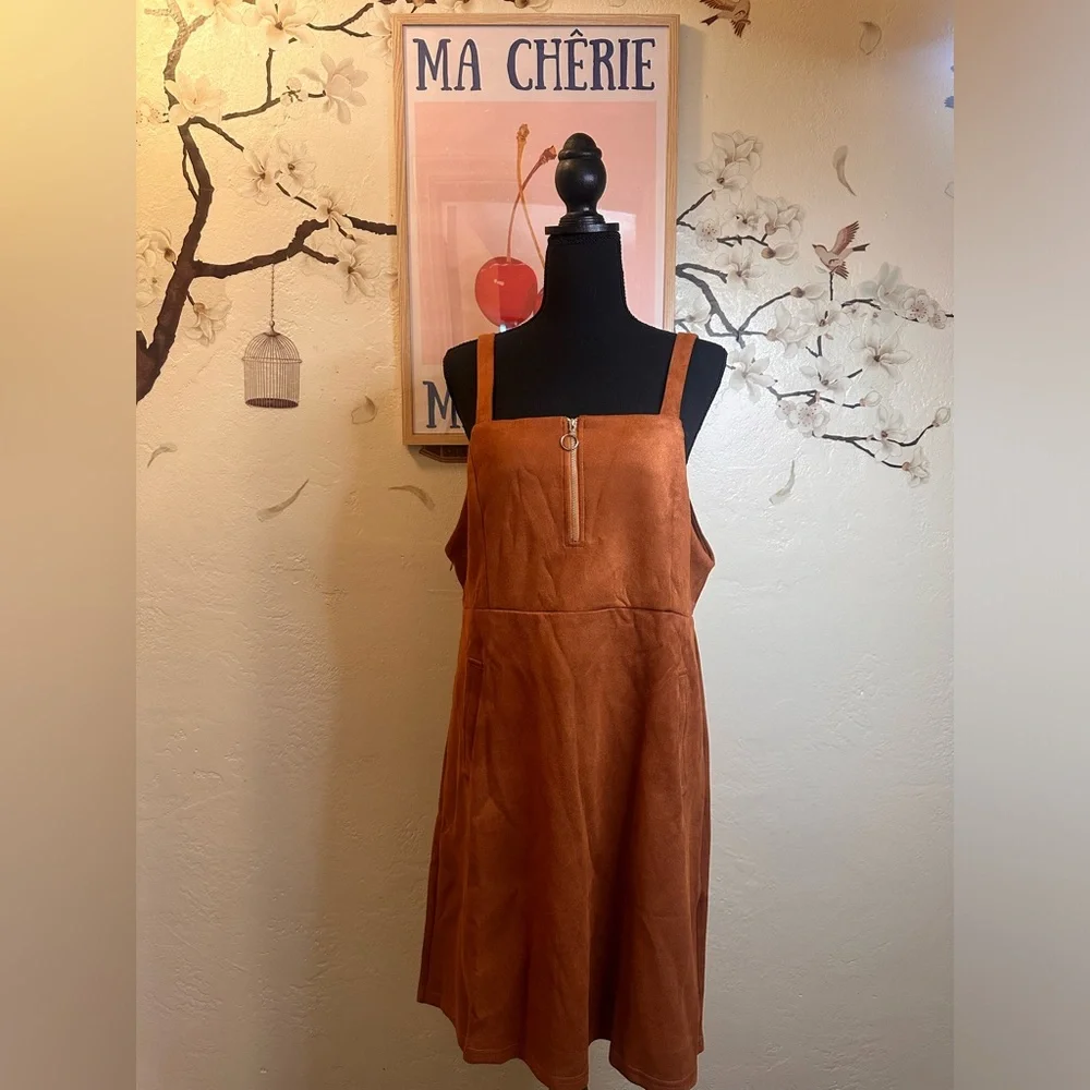 Faux Suede Brown Dress with real pockets - Picture 1 of 2